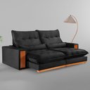 Ver imagem 2 de Sofa Retratil e Reclinavel Capri 230cm Kc Rei de Casa Veludo Preto