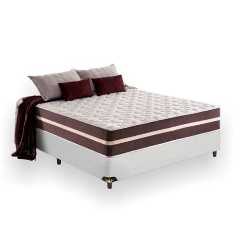 Cama Box Branco Casal + Colchão Casal Classic Superlastic (138x188) - Mola - Anjos