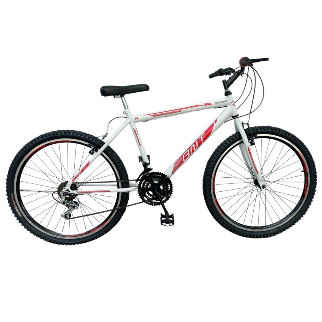 BICICLETA ARO 26 BNT INVICTUS 21V MTB FREIO V-BRAKE:Branco com Vermelho - 1