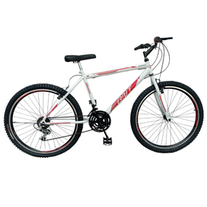 BICICLETA ARO 26 BNT INVICTUS 21V MTB FREIO V-BRAKE:Branco com Vermelho