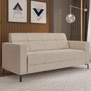 Ver imagem 2 de Sofá 3 Lugares Sala Living Industrial 180cm Senna K01 Veludo Bege - Lyam Decor