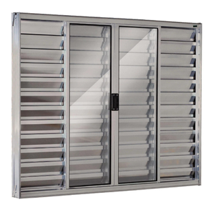 Janela Veneziana de Alumínio Abertura Central 6 Folhas sem Grade 120x120cm Brilhante Allo Esquadrias