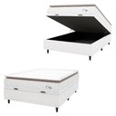 Ver imagem 3 de Cama Box Baú Colchão Casal Molas Ensacadas City Pillow Top 138x188x64cm Linho Branco / Bege Hellen