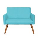Ver imagem 6 de Kit Poltrona e Namoradeira Nina Suede Azul Turquesa Pés Palito Castanho - Pallazio