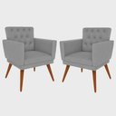 Ver imagem 1 de Kit 2 Poltronas Nina com Capitone - Cinza