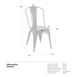 Conjunto Mesa Sala Jantar Madeira Maciça com 4 Cadeiras Resistente Aço Decoração Compacta Elegante - 3