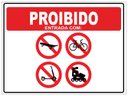 Ver imagem 1 de Placa Proibido Entrada com Bicicleta, Patins e Skate 20x30cm Tacolado 10 Unidades