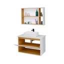 Ver imagem 2 de Conjunto para Banheiro Gabinete Suspenso com Cuba e Espelheira Florence Branco com Nature - Rede Móv