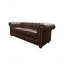 Ver imagem 2 de Sofá Chesterfield de Couro 3 Lugares Marrom Bicolor - Mempra
