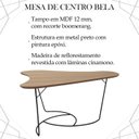 Ver imagem 3 de Mesa De Centro Boomerang Madeira Amendoa Base Metal Preto Nacc