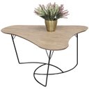 Ver imagem 1 de Mesa De Centro Boomerang Madeira Amendoa Base Metal Preto Nacc