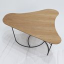 Ver imagem 2 de Mesa De Centro Boomerang Madeira Amendoa Base Metal Preto Nacc