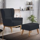 Ver imagem 2 de Kit 02 Poltronas Decorativa Fixa Base de Madeira Milena D02 Linho Chumbo C-465 - Lyam Decor