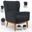 Ver imagem 4 de Kit 02 Poltronas Decorativa Fixa Base de Madeira Milena D02 Linho Chumbo C-465 - Lyam Decor