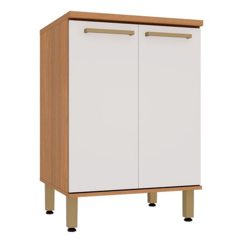 Balcão para Cozinha 100% MDF 60 cm 2 Portas Dulce Freijó/Branco