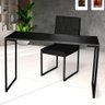 Kit Home Office Mesa Para Escritorio com Cadeira Malta Ferro Preto Suede Preto - Móveis Mafer - 2