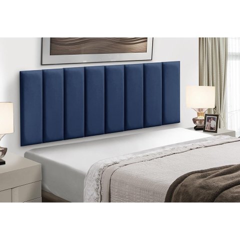Kit 10 Cabeceiras Painel Modular Cama Box King Veludo Azul Madelina Decor