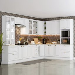 Cozinha Modulada de Canto Completa 19 Peças com Cristaleira 20 Portas Americana Branco HP - Henn - 2 Cozinha Modulada de Canto Completa 19 Peças com Cristaleira 20 Portas Americana Branco HP - Henn - 2
