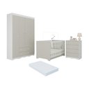 Ver imagem 1 de Quarto de Bebê Completo Berço Americano 3 em 1 Colchão Realeza Multimóveis Mp4603 Branco/off