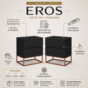 Ver imagem 3 de Kit 2 Mesas de Cabeceira 45cm Preto Eros Puxadores Cava com Pés de Metal