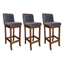 Ver imagem 1 de Kit 3 Banquetas Alta Gourmet Estofada com Encosto 38 x 102 cm Turim Madeira Maciça Suede Cinza CCS
