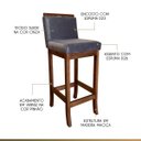 Ver imagem 3 de Kit 3 Banquetas Alta Gourmet Estofada com Encosto 38 x 102 cm Turim Madeira Maciça Suede Cinza CCS