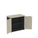 Ver imagem 5 de Armário Baixo para Escritório com 2 Portas Pivotantes PE40 Cinza/Preto/Castanheira Marrom