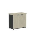 Ver imagem 3 de Armário Baixo para Escritório com 2 Portas Pivotantes PE40 Cinza/Preto/Castanheira Marrom
