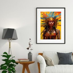 Quadro Artístico Cabocla Jupira - 60x48cm:madeira Preta - 2