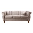 Ver imagem 1 de Sofá Chesterfield Realeza 3 Lugares Decoração Retrô - Veludo Capuccino