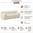 Ver imagem 3 de Sofá Living 3 Lugares 210cm Pés Madeira Gomo Bouclé Off White - Nexta Casa