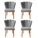 Ver imagem 1 de Kit 4 Cadeiras Sala de Jantar Estofada Pétala Twdecora Suede