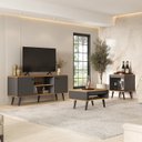 Ver imagem 1 de Conjunto Sala de Estar 3 Peças – Rack para TV, Mesa de Centro e Mesa de Apoio Tóquio