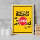 Ver imagem 2 de Quadro Placa Quarto Da Bagunça 24x18cm:Madeira branca
