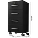 Ver imagem 3 de Kit 3 Gaveteiros para Escritório com Chave e Rodízios 4 Gavetas Gávea Preto