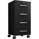 Ver imagem 2 de Kit 3 Gaveteiros para Escritório com Chave e Rodízios 4 Gavetas Gávea Preto