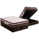 Ver imagem 1 de Cama Box Baú Queen: Colchão Ortopédico Polar D28 Orthoface Vip + Base Crc Suede Brown (158x198)
