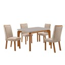 Ver imagem 4 de Mesa de Jantar Liz 4 Lugares Tampo MDF com Vidro e Cadeiras Veludo Creme 120cm Moderna
