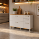 Ver imagem 6 de Balcao Bella 120cm 1 Porta Basculante 4 Gavetas Freijo / Off White MGM