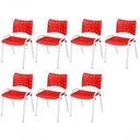 Ver imagem 1 de Cadeira Iso Base Branco Escola, Escritório Vermelho Kit 7 Un