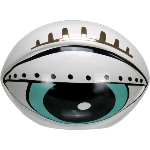 Adorno Decorativo de Cerâmica Azul e Branco 5x15x10cm Enfeite Mesa Estante Sala