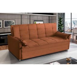 Sofá Cama 2,00m 3 Lugares Suede Vienna Terracota - 2