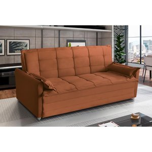 Sofá Cama 3 Lugares 2,00m Suede Vienna Terracota