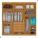 Ver imagem 5 de Conjunto de Guarda Roupa e Cômoda Luca Naturalle 9 Gavetas Marrom Framar