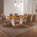 Ver imagem 1 de Mesa de Jantar Milena 180cm Tampo MDF Canto Copo Laminado e 6 Cadeiras Lorena