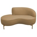 Ver imagem 3 de Sofá Curvo 2 Lugares 150cm Braço Esq. Thommy Pés Ouro Bouclé Camel - Nexta Casa
