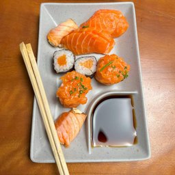 Kit 6 Pratos Melamina com Molheira 19cm Sushi Sashimi Lyor Tóquio Granilite - 4
