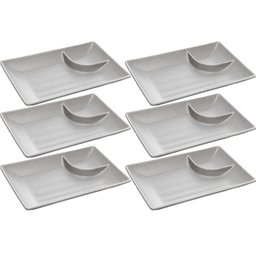 Kit 6 Pratos Melamina com Molheira 19cm Sushi Sashimi Lyor Tóquio Granilite - 1