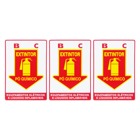 Combo 6 Placas De Sinalização Extintor BC Pó Químico 20x30 Acesso - X-714 F9e