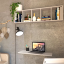 Ver imagem 1 de Conjunto com 1 Escrivaninha Suspensa e com 1 Prateleira 5 Nichos 80cm Cinza Cristal e Cinza Cristal
